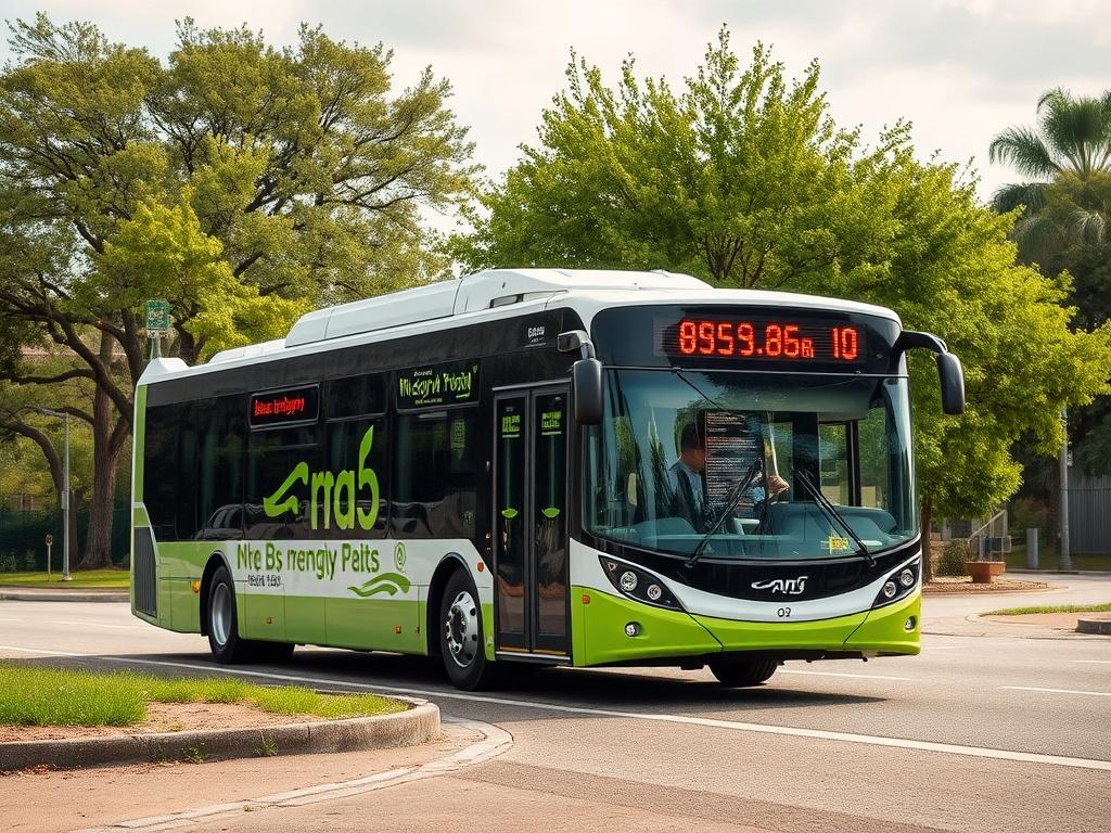 A realistic, high resolution featuring a modern transit bus in