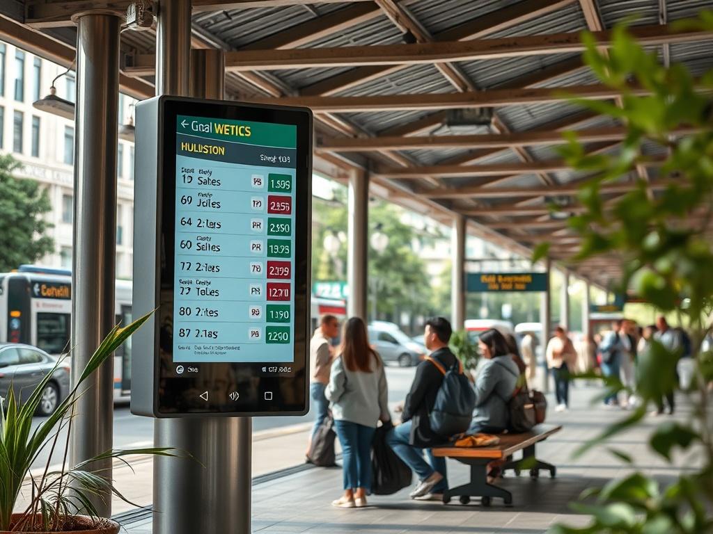 A high resolution image capturing a digital display board showing