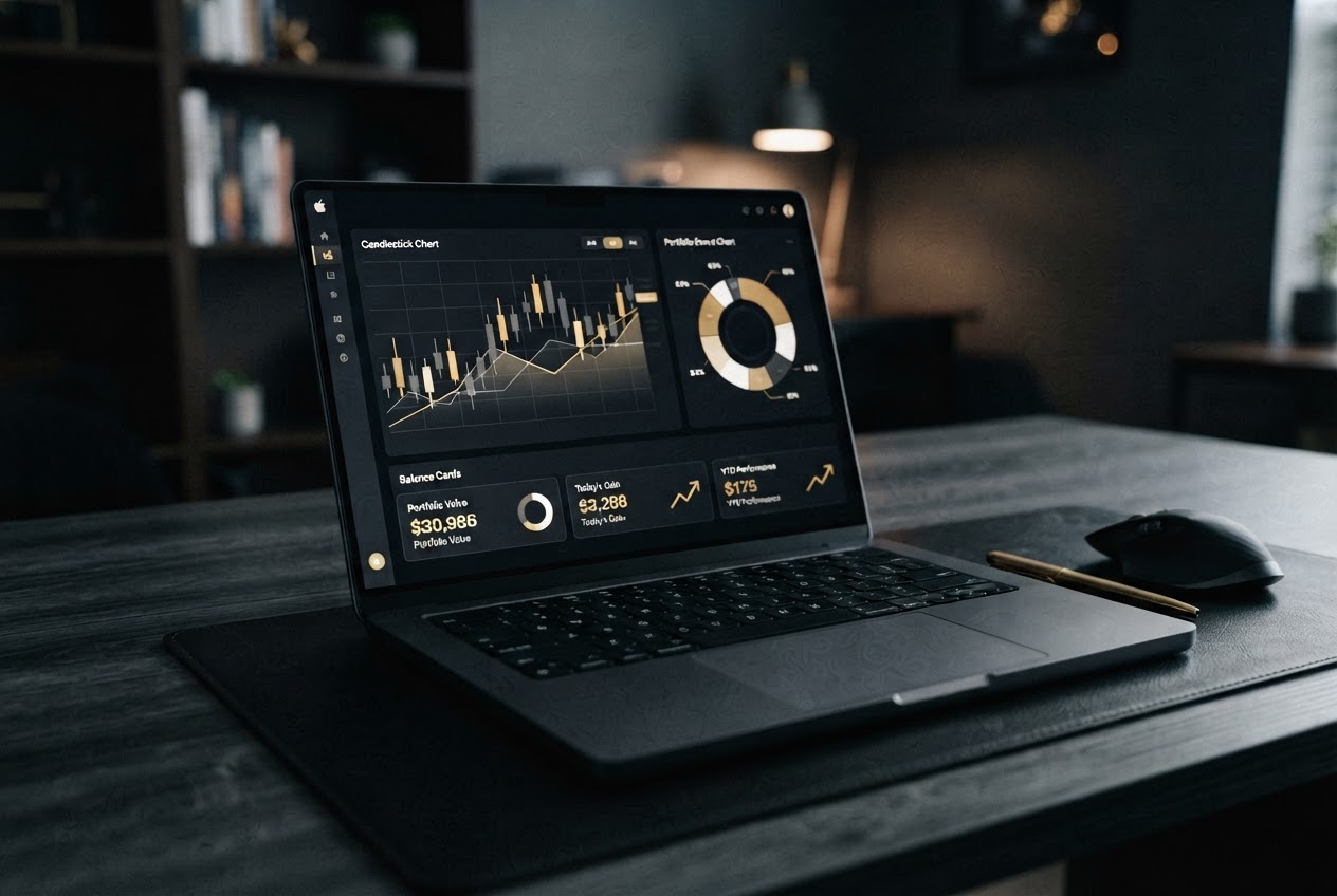 Investment dashboard preview showing portfolio charts