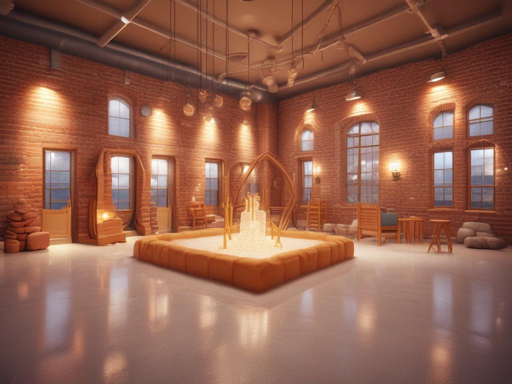 A serene indoor salt play area with a soft play