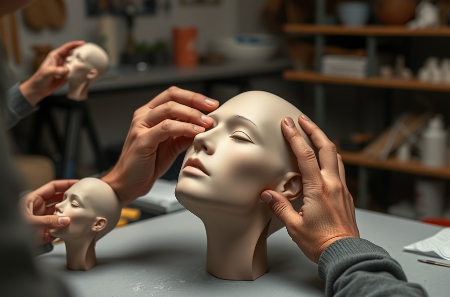 Silicone portrait creation process showing craftsmanship
