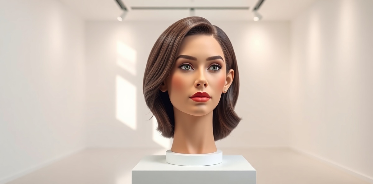 Premium silicone portrait displayed in elegant gallery setting