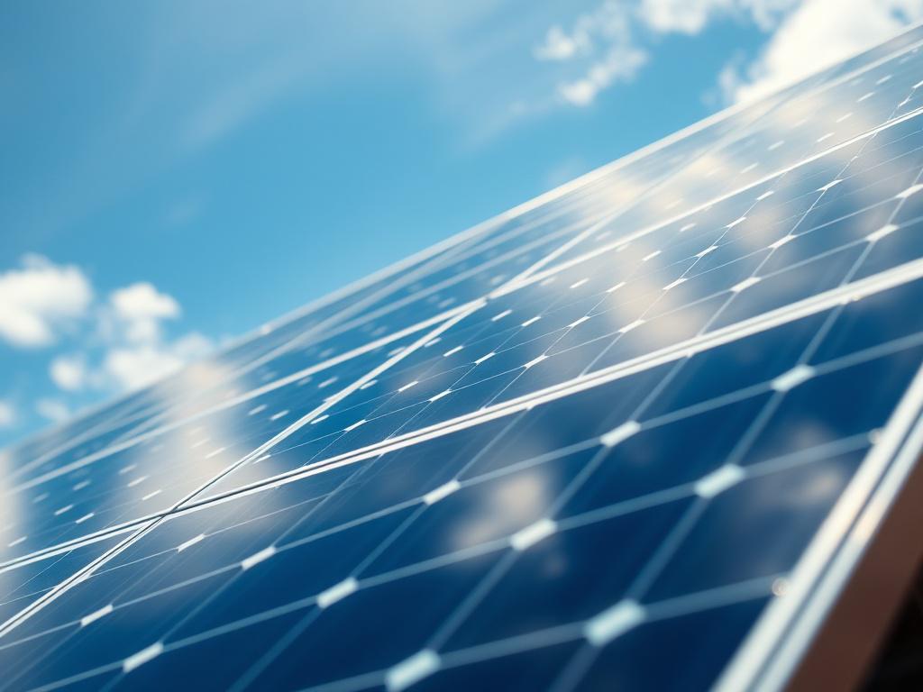 A close up shot of a solar panel installation on