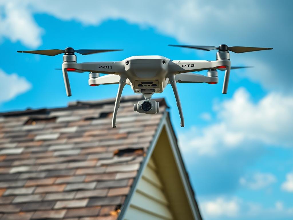 **AI Image Generation Prompt:**

Create a realistic high-resolution photograph showcasing a residential roof in Essex, Maryland that illustrates the impact of severe weather conditions. The composition should be simple and clear, featuring a weathered roof with visible signs of wear, such as missing shingles and water stains, to indicate the damage caused by high winds, sudden storms, and aging materials. 

The background should include a clear blue sky, hinting at an impending storm with clouds brewing, em