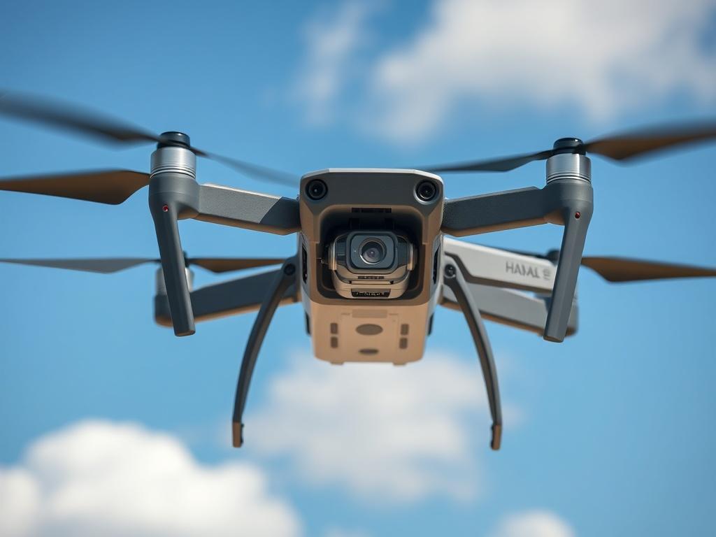 A close up shot of a professional drone in action,