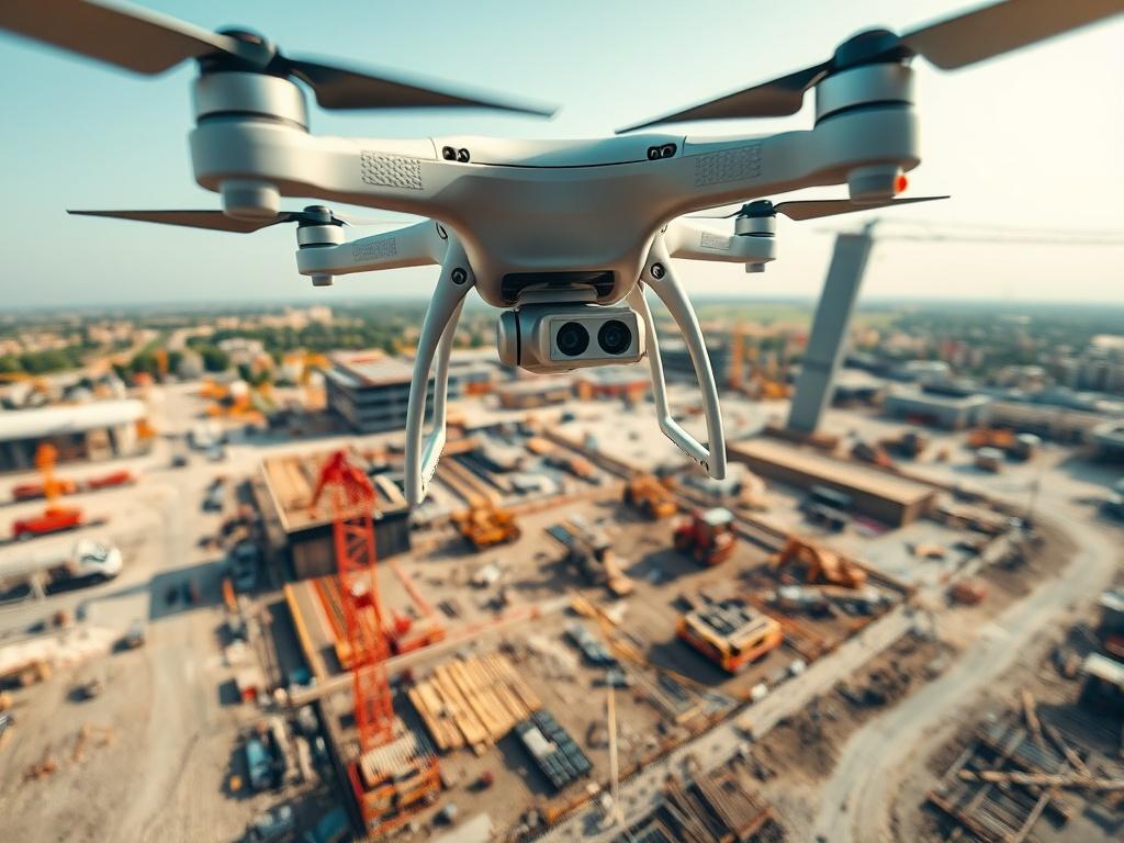 A drone capturing a construction site from above, showcasing ongoing