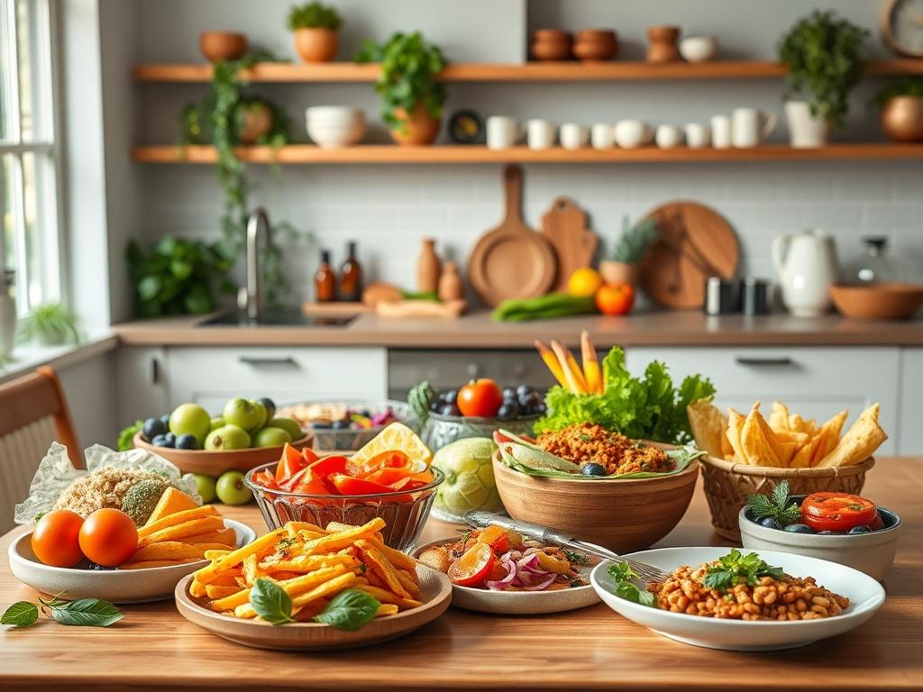 A colorful and appetizing display of healthy meals prepared with