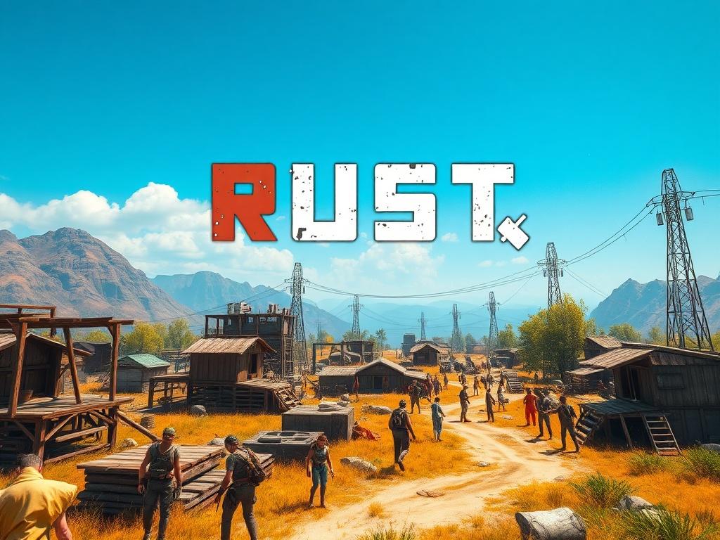 A vibrant and immersive gaming environment showcasing a Rust server