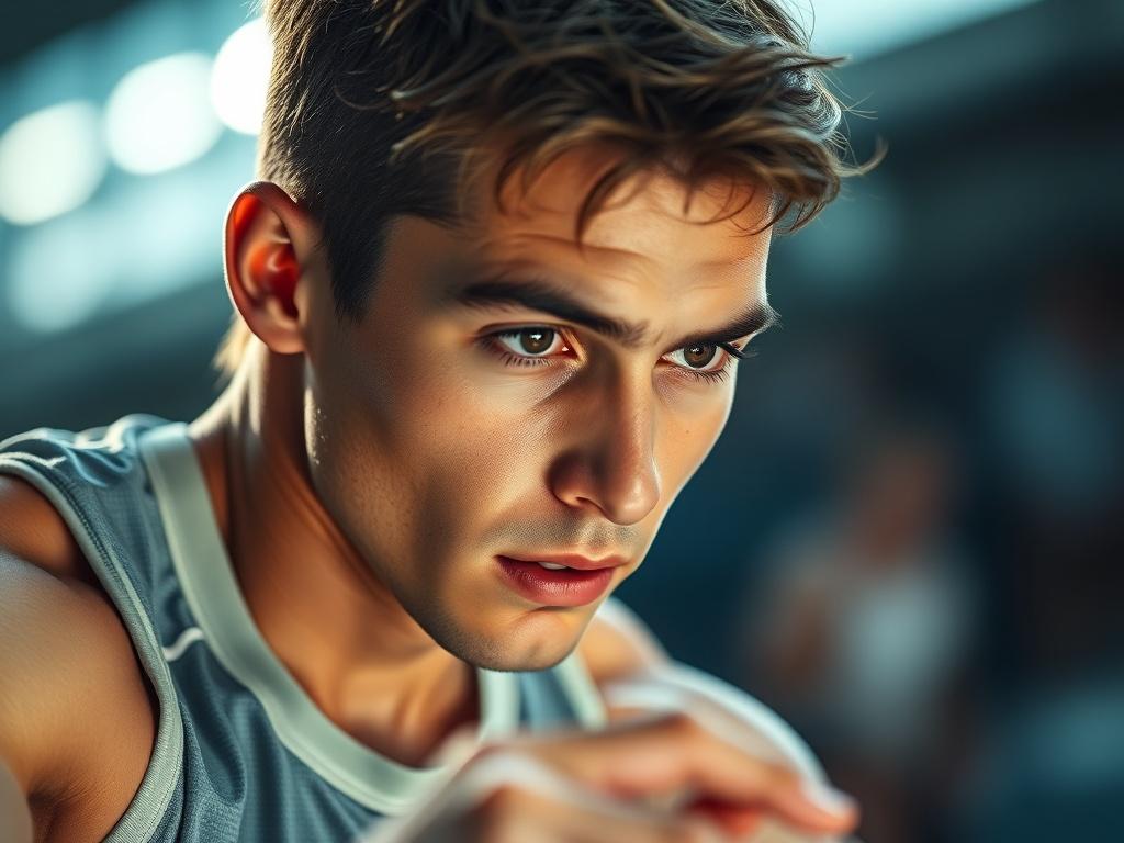 An athlete intensely focused on a practice session, showcasing determination