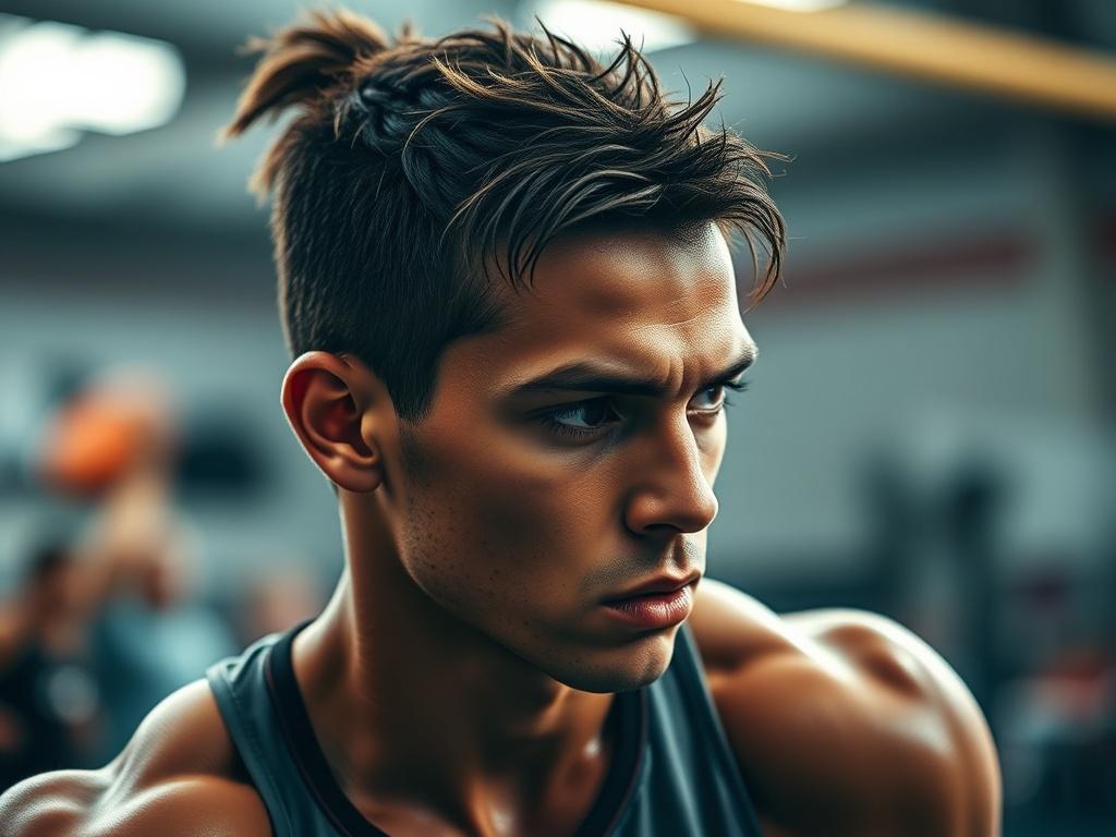 A focused athlete in training, showcasing determination and concentration