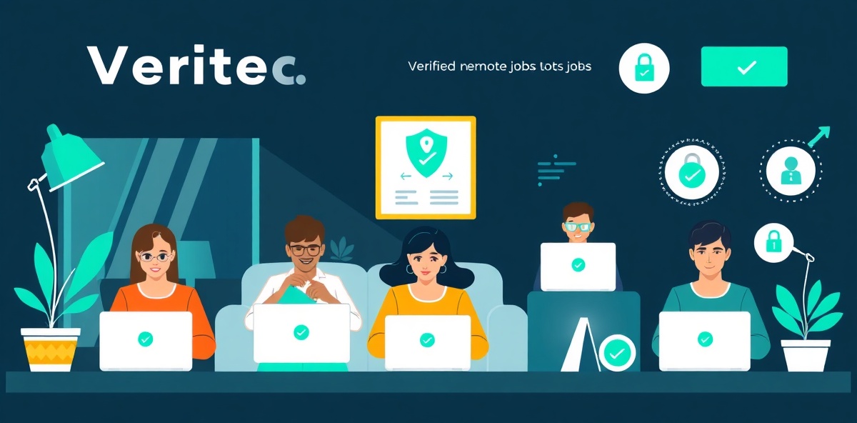 Remote workers verified and working from home with trust indicators