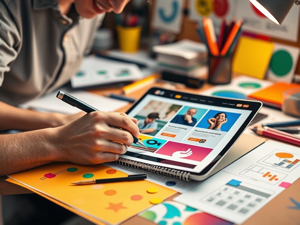 An artistic close up of a designer working on a