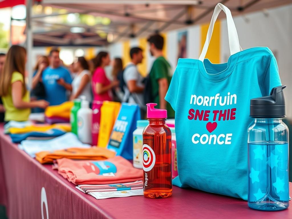 A close up shot of custom merchandise displayed on a