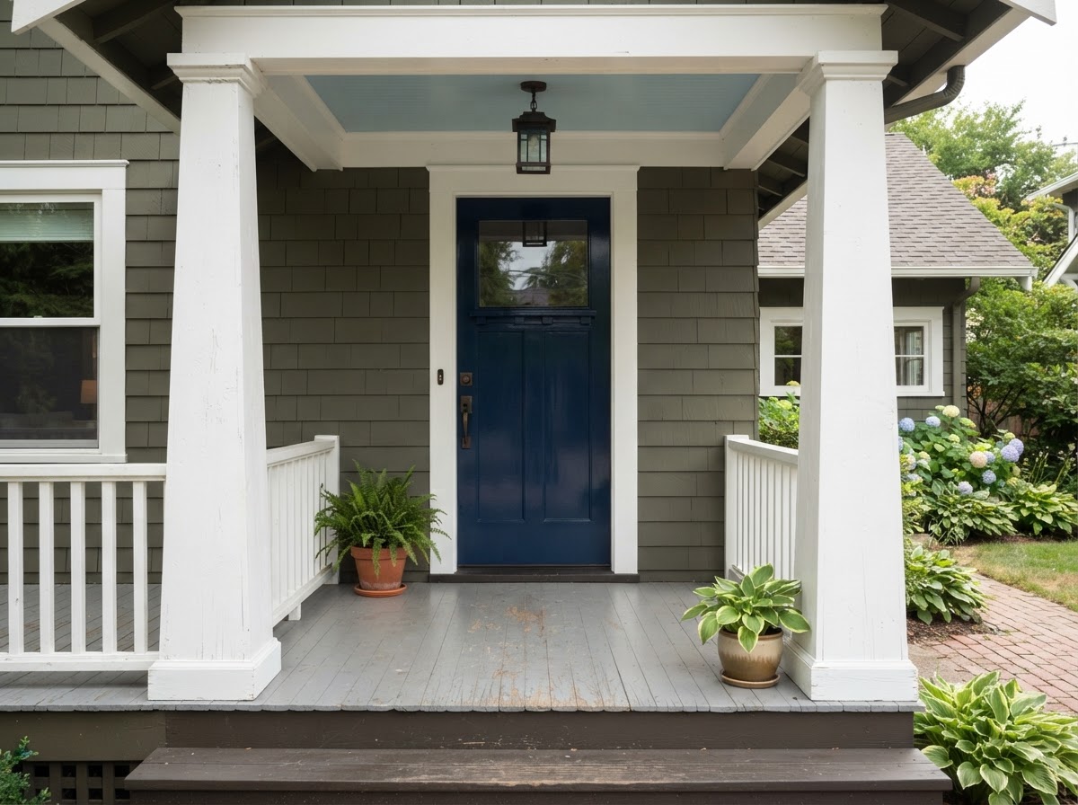 After: Front door and trim in Naval
