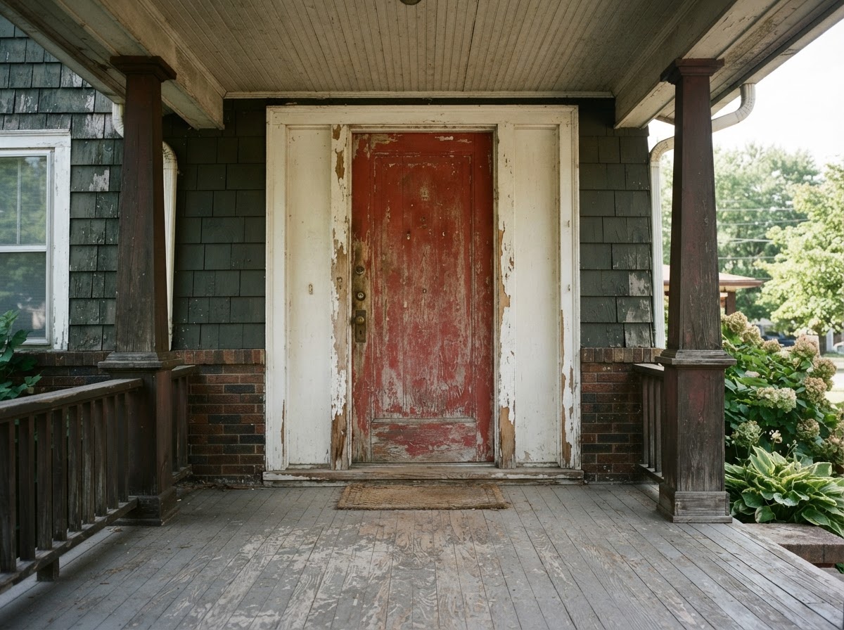 Before: Front door and trim in Naval