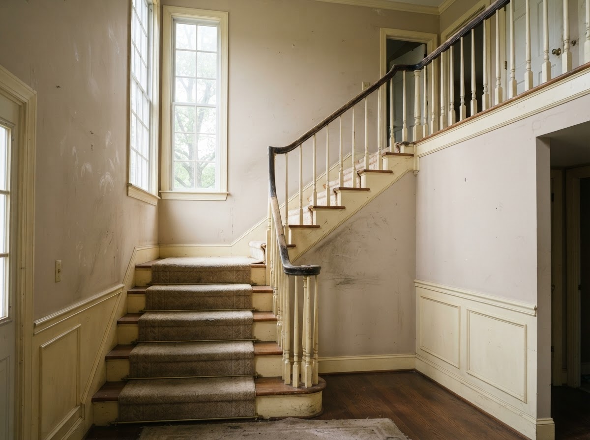 Before: Stairwell and hall in Alabaster