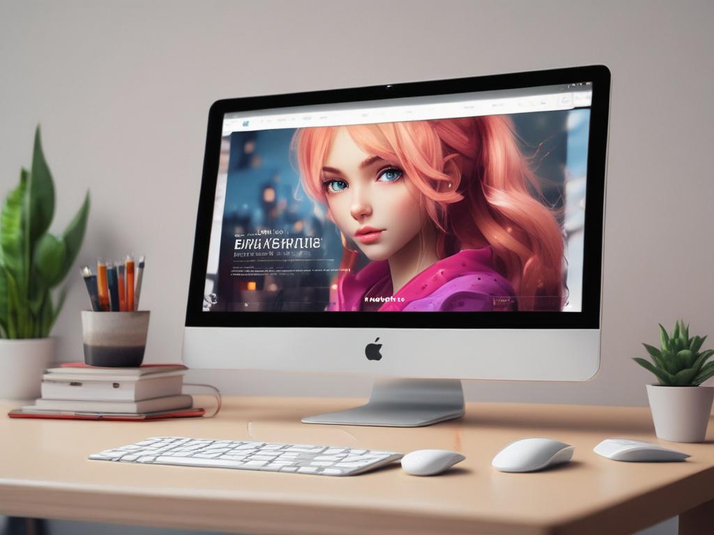 A sleek, modern computer screen displaying a beautifully designed website in vibrant colors. The screen is the central focus, showcasing an intuitive interface. The background is a softly blurred office setting, hinting at a professional environment. The lighting highlights the screen while maintaining a warm ambiance, ensuring the colors pop against a minimalistic backdrop.