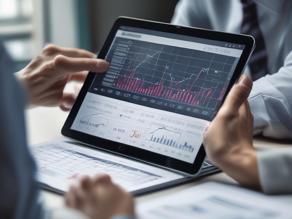 A close up shot of a financial analyst examining performance