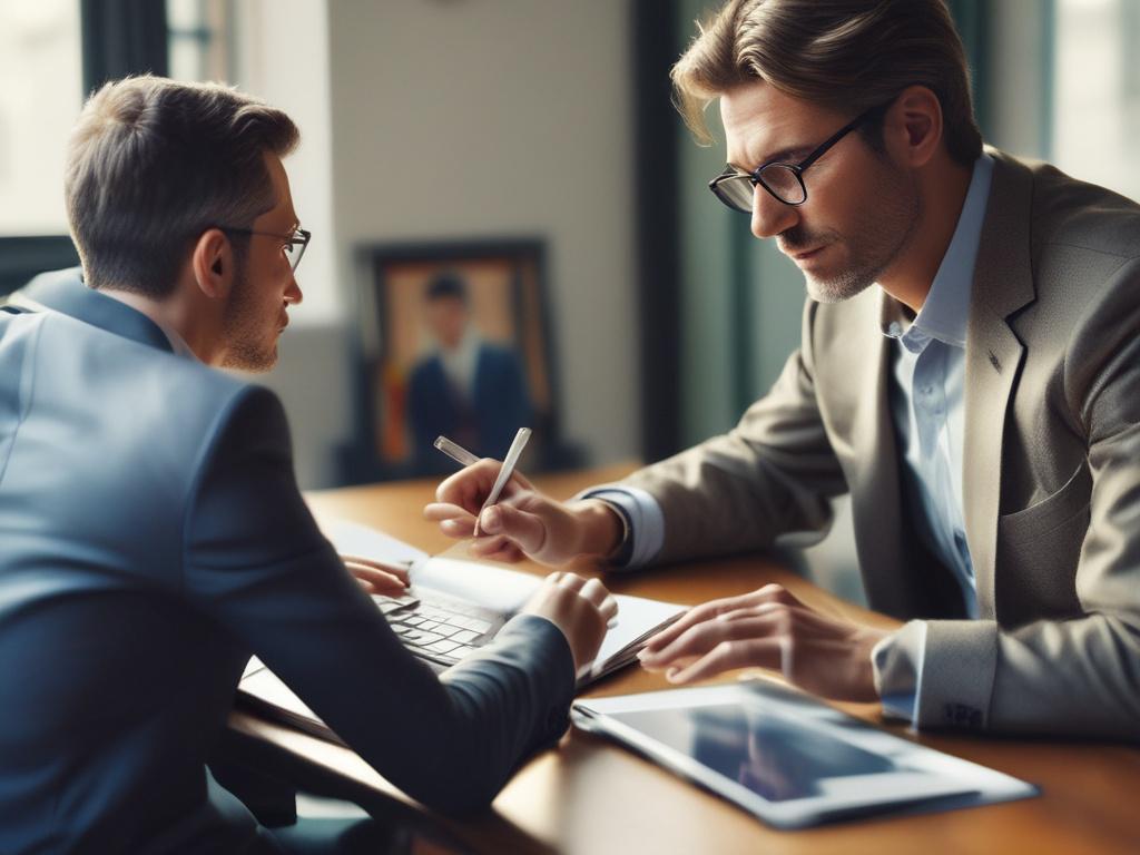 A close up shot of a financial advisor discussing investment