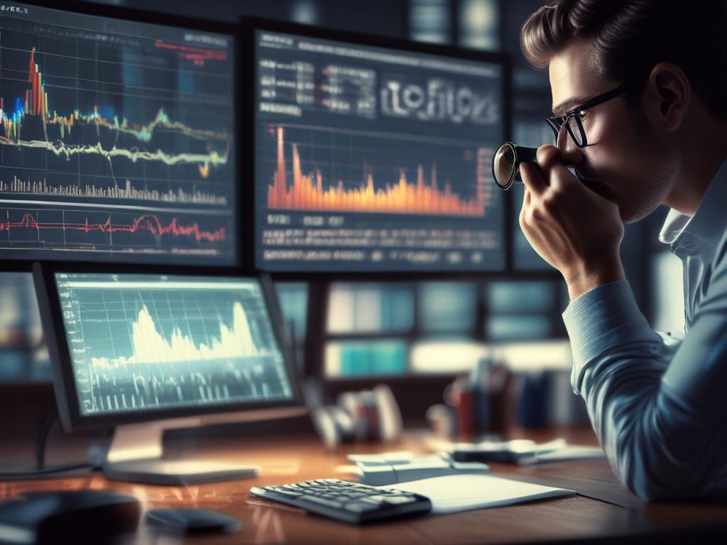 A close up shot of a professional analyzing market data