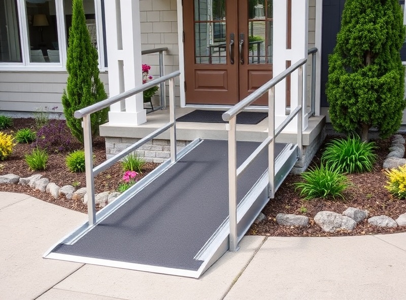 Outdoor wheelchair accessible ramp