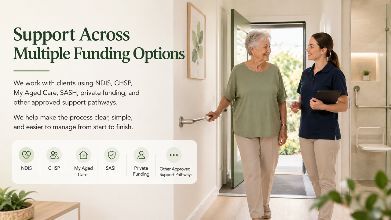 Care professional assisting in accessible home