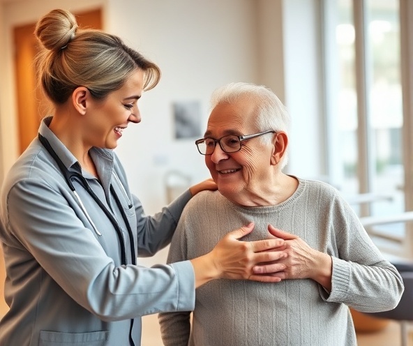 Care professional assisting in accessible home