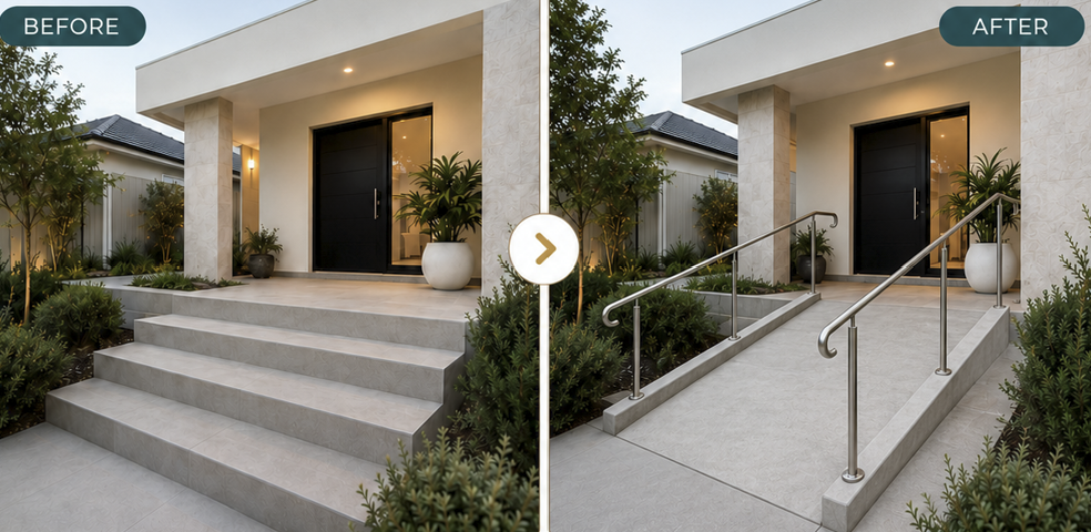 Outdoor wheelchair accessible ramp