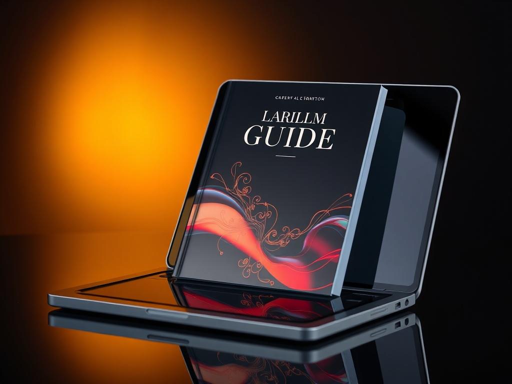 An elegant, high-resolution digital guide displayed with a sleek cover design, featuring artistic elements that reflect luxury and creativity. The background should be dark with subtle golden highlights, enhancing the premium feel. The guide should be shown on a modern tablet or laptop to convey its digital nature, emphasizing accessibility and sophistication.