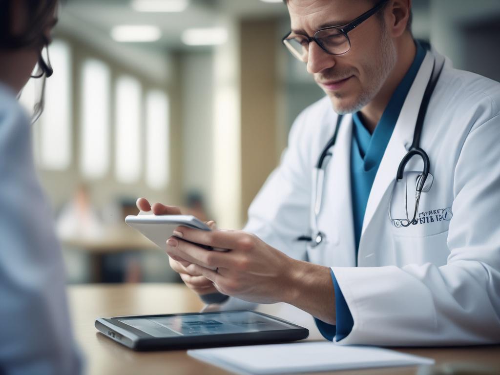 A close up of a healthcare specialist reviewing patient information