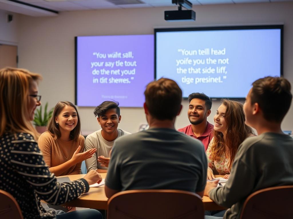 A group of enthusiastic young Christians engaged in a workshop,