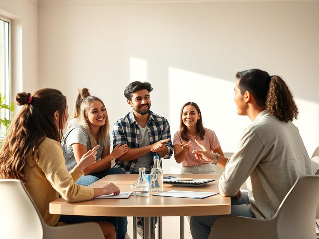 A dynamic image showcasing a group of enthusiastic young leaders