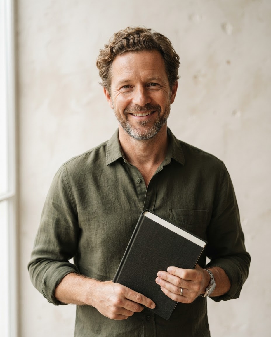 Jonah Clarke, research and service design lead, smiling in a warm studio portrait