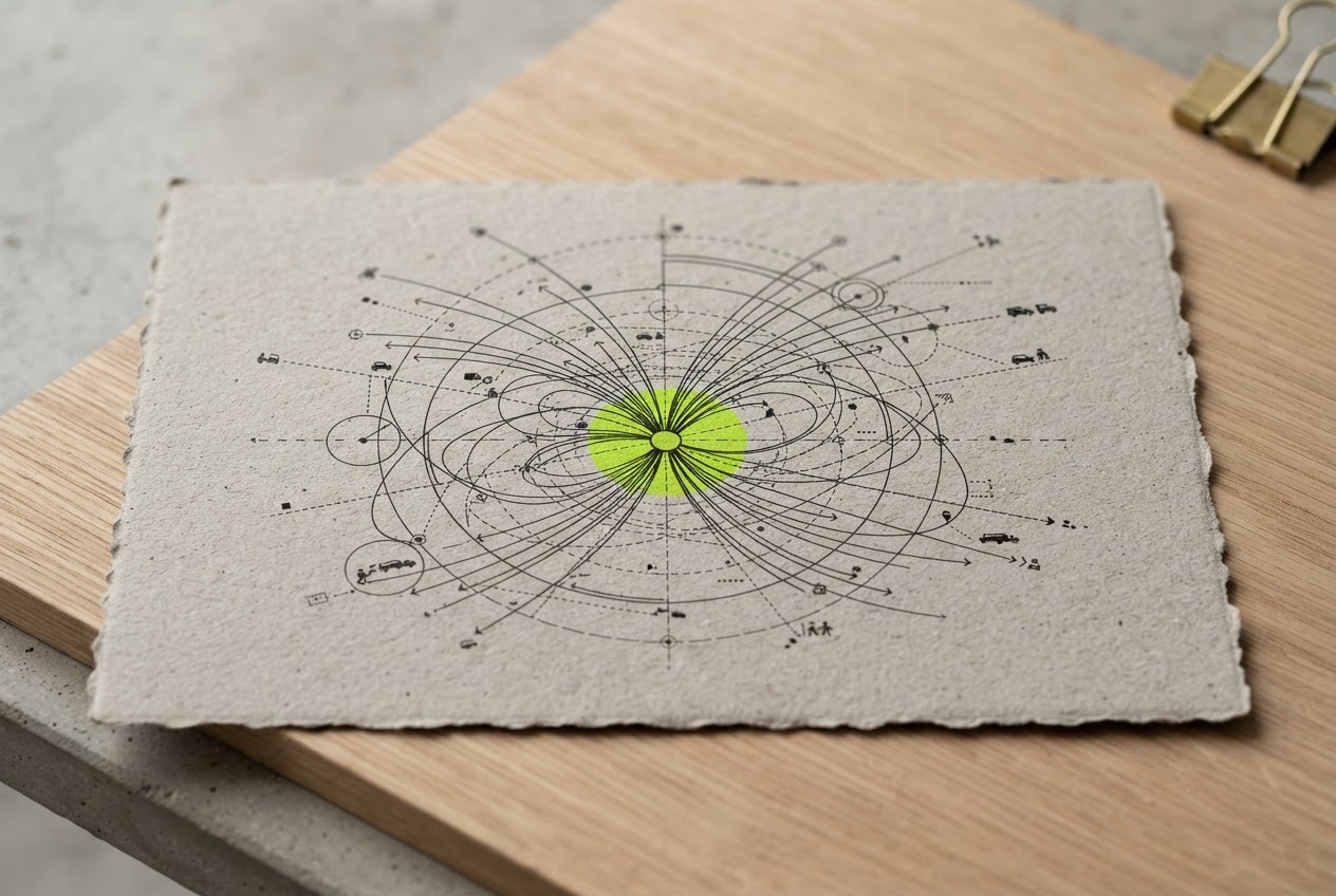 Lime orbit and precise printed-paper diagrams for fictional field service scheduling work