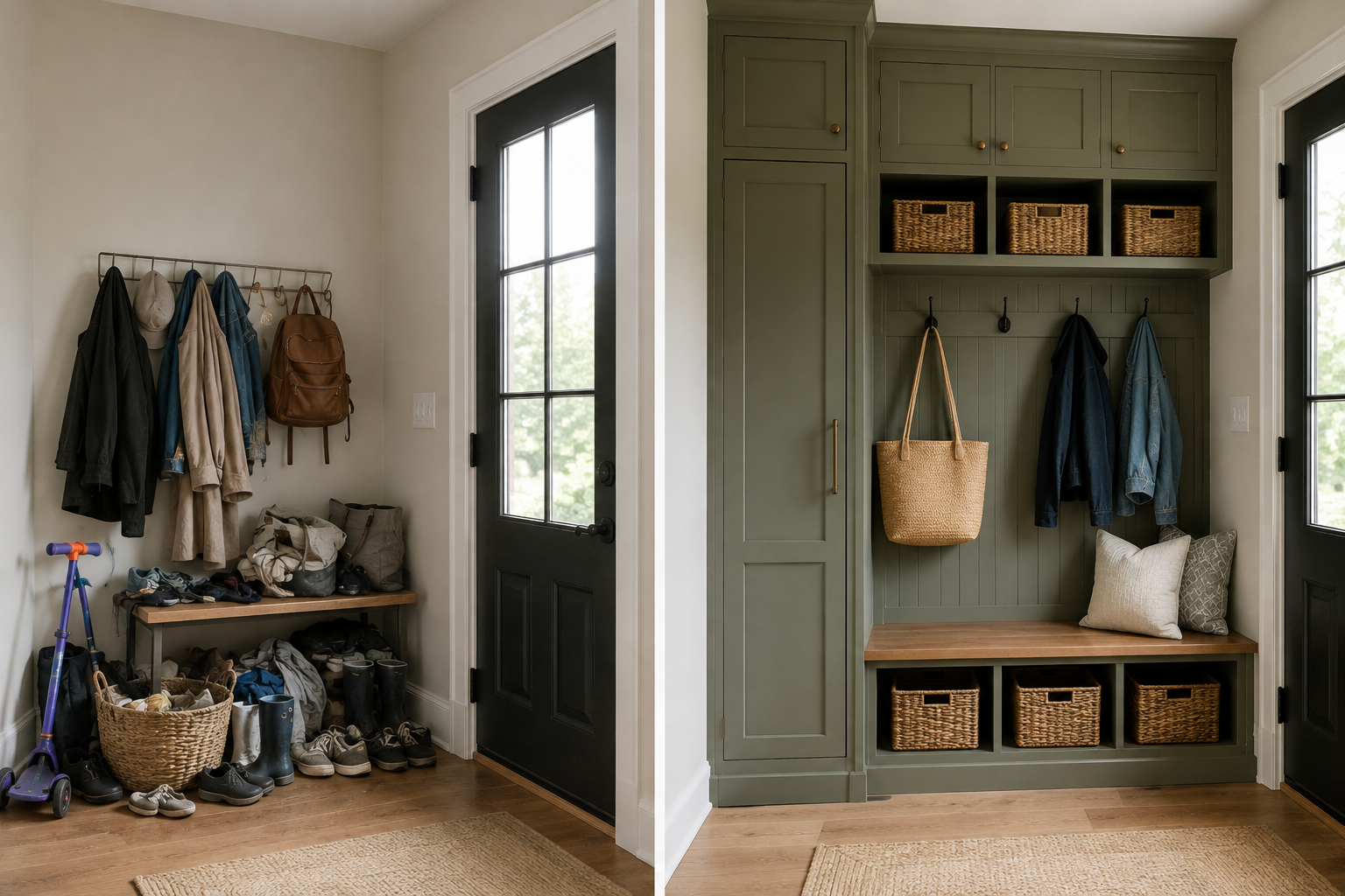 Before and after entryway transformation