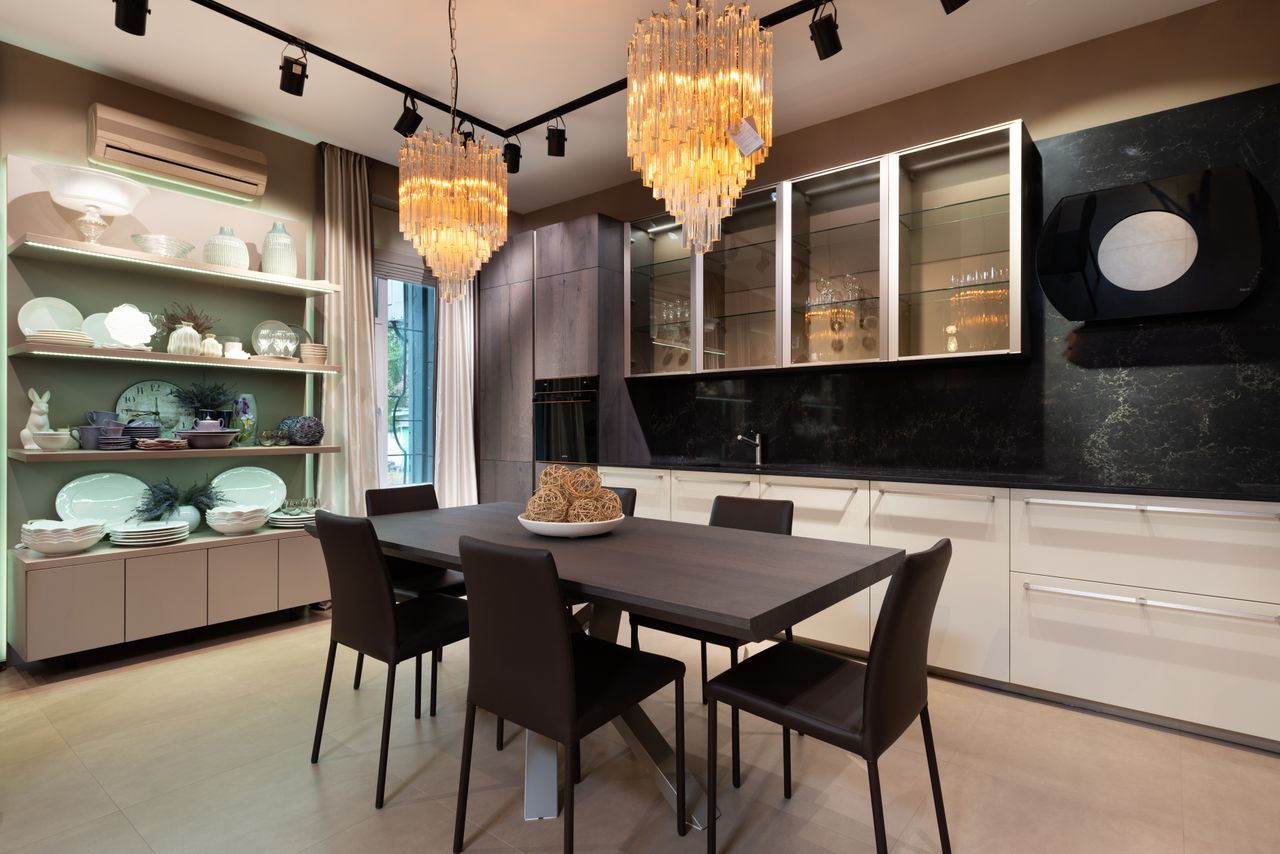 Modern kitchen and dining area