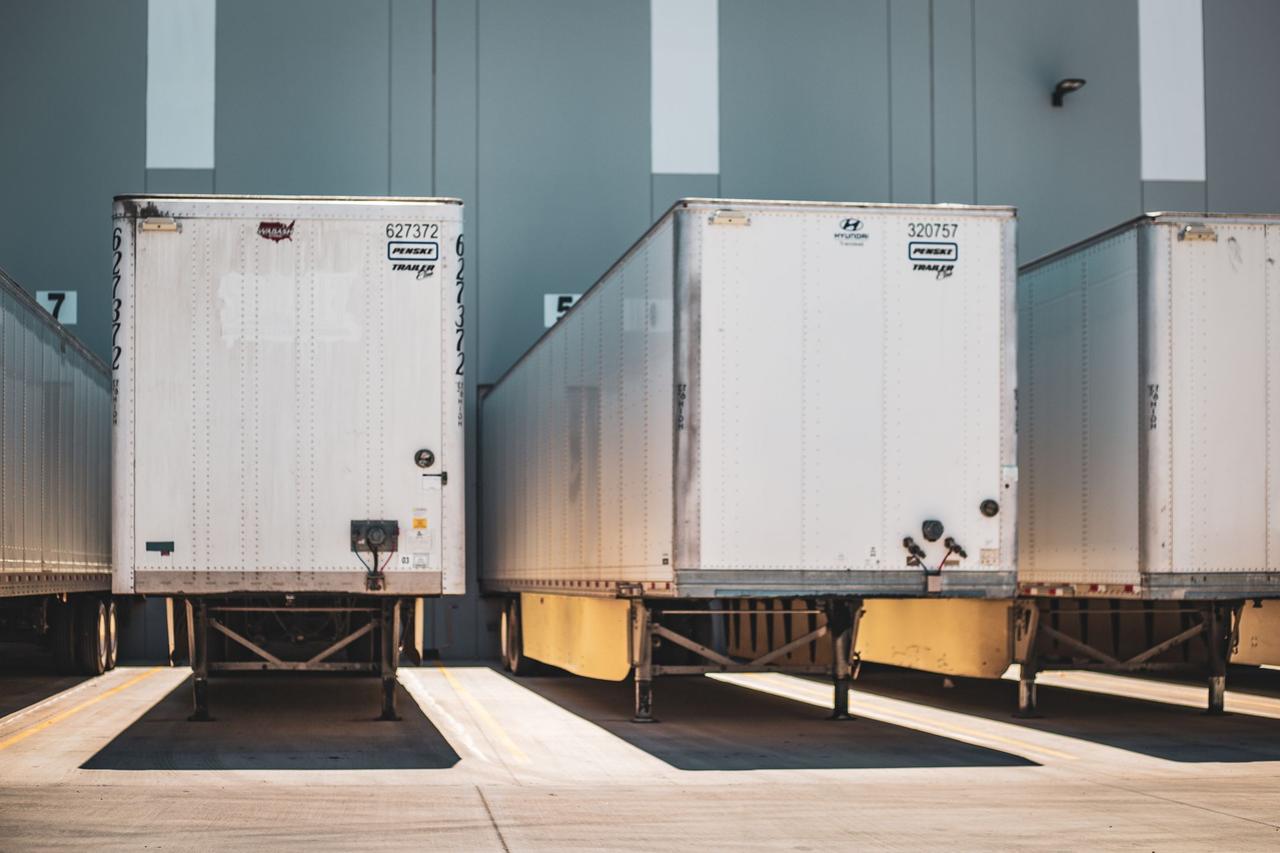 Trucks at a warehouse loading dock