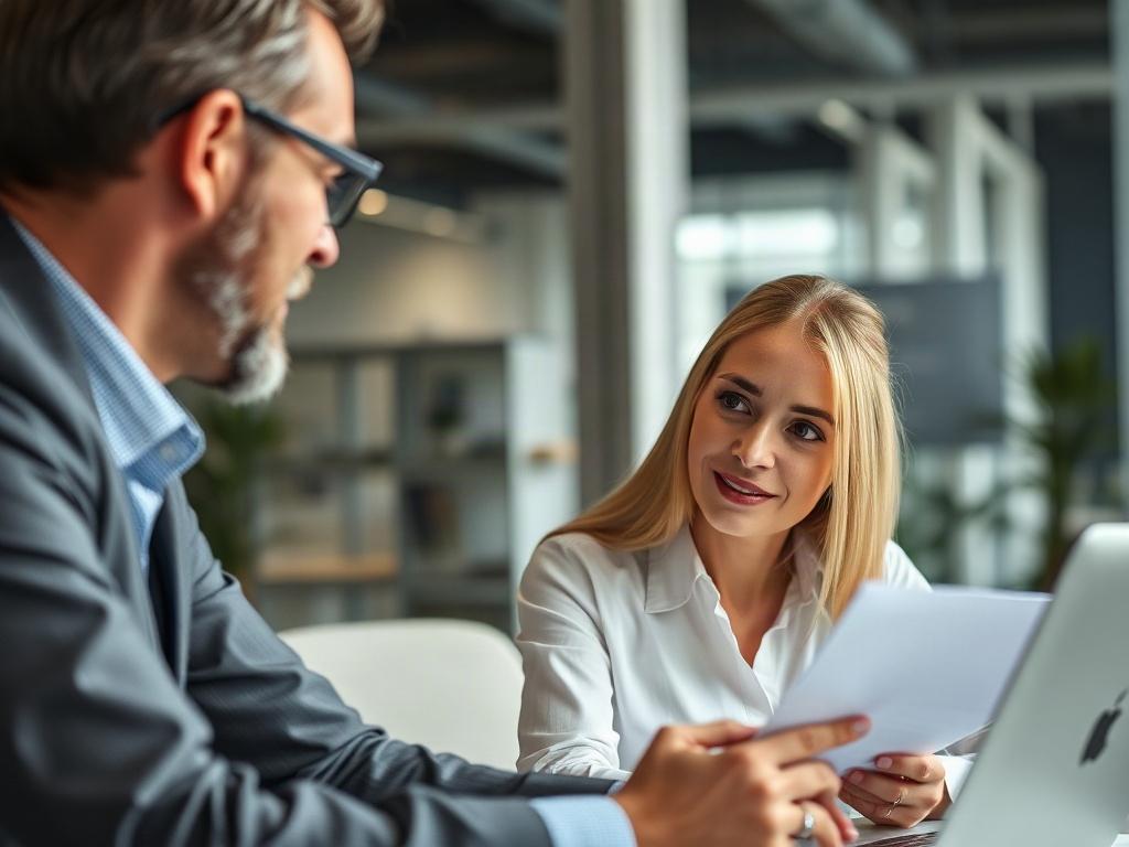 A mentor guiding a new agent in a modern office setting, with a focus on interaction and learning. The image should depict a positive and collaborative atmosphere, highlighting the importance of mentorship.