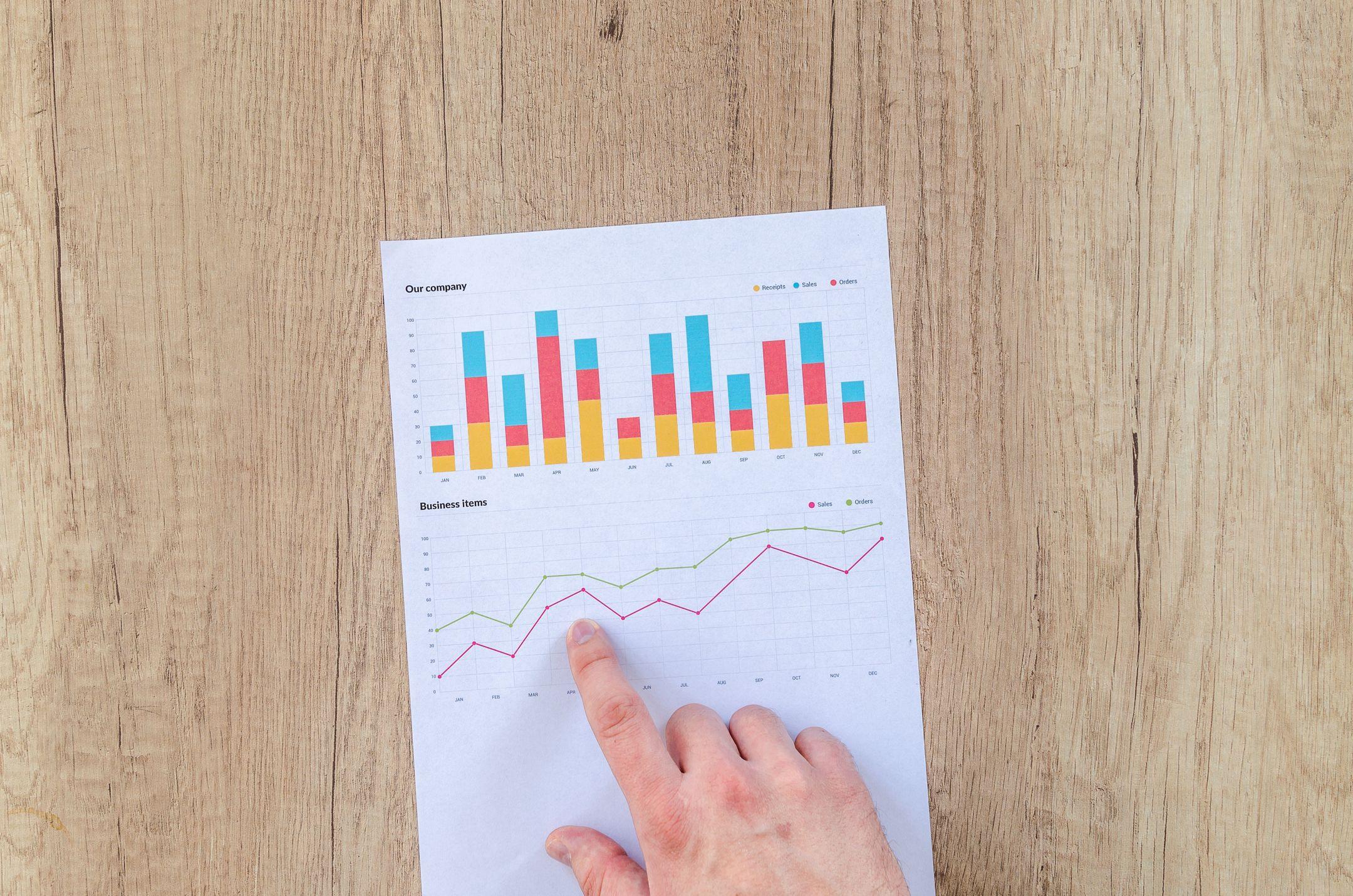 Bar chart printout on a desk