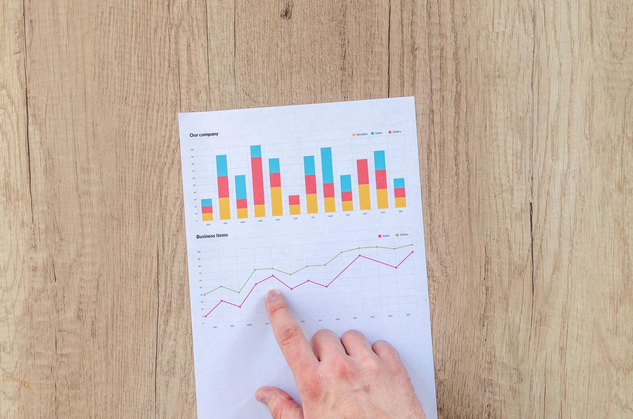 Bar chart printout on a desk