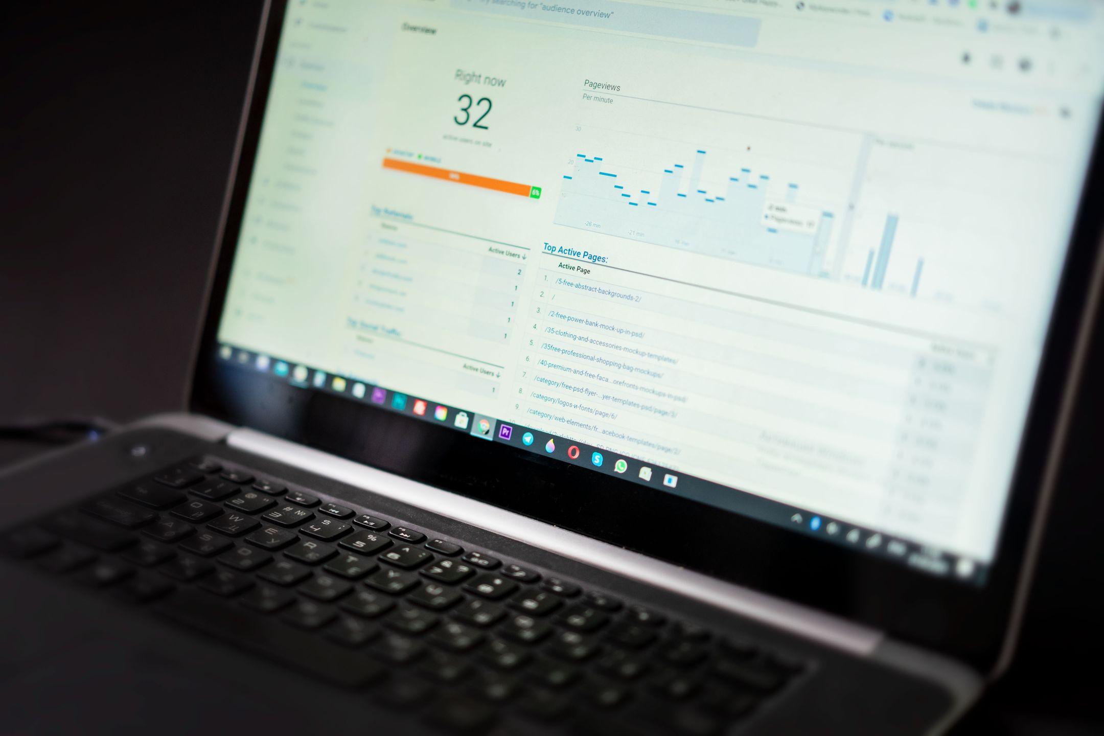 Analytics dashboard on a laptop screen