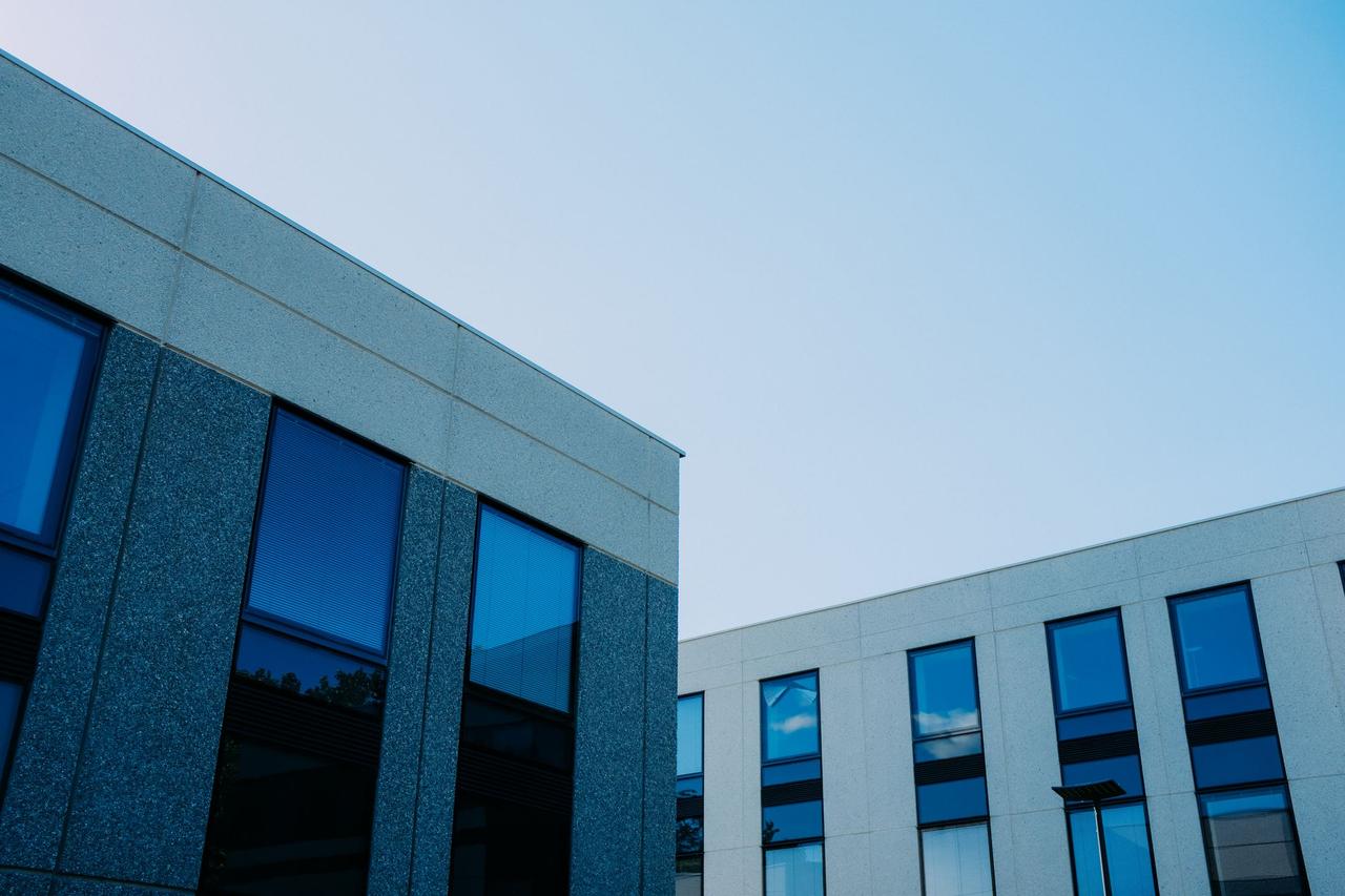 Modern low-rise commercial office building