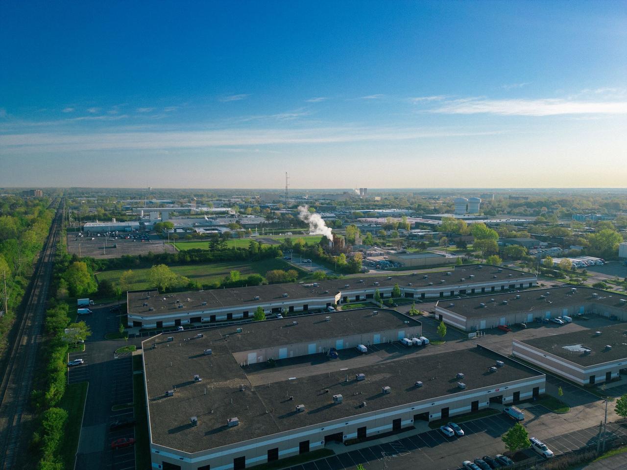 Aerial view of an industrial park