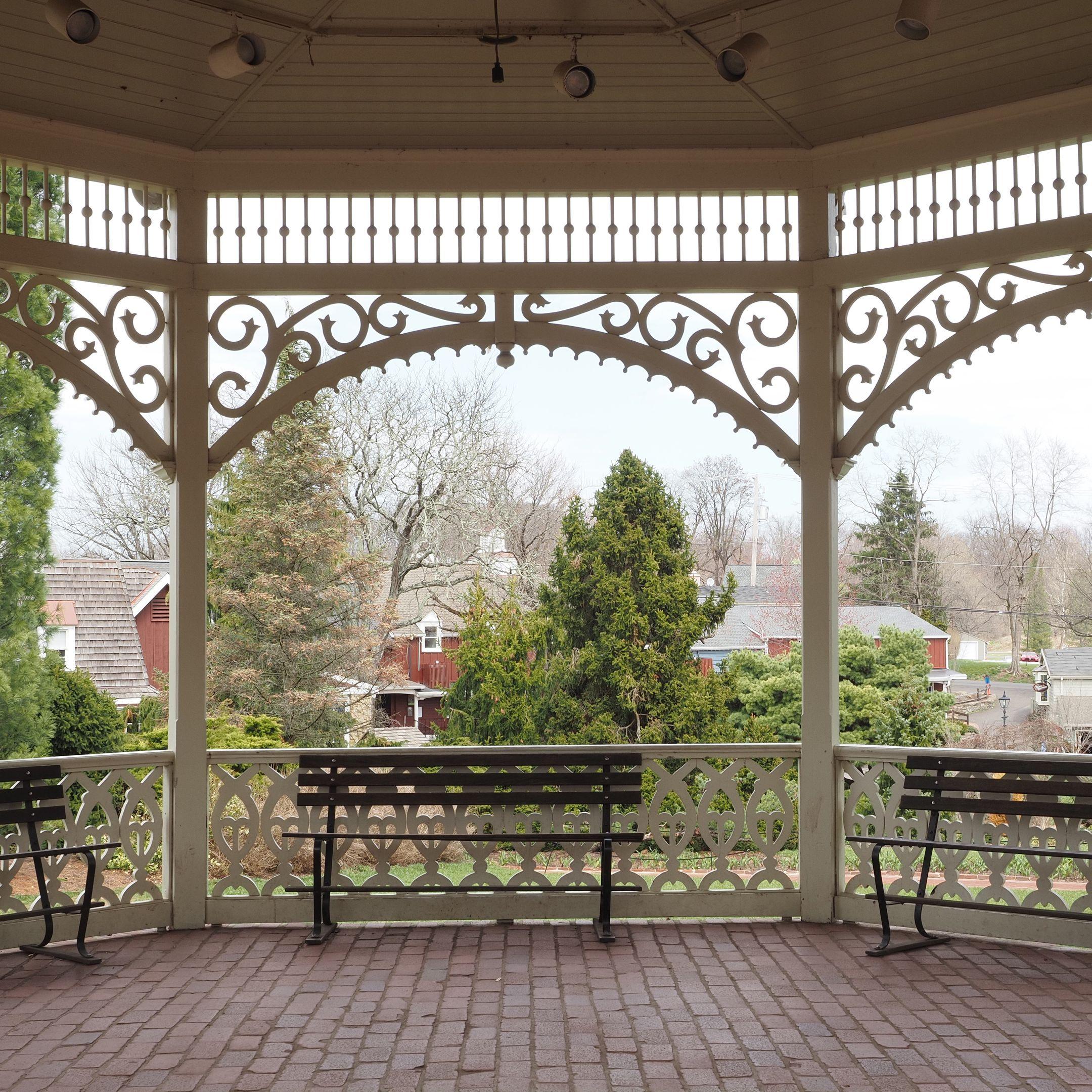 Charming gazebo view in Lahaska, PA showcasing quaint village and nature setting.