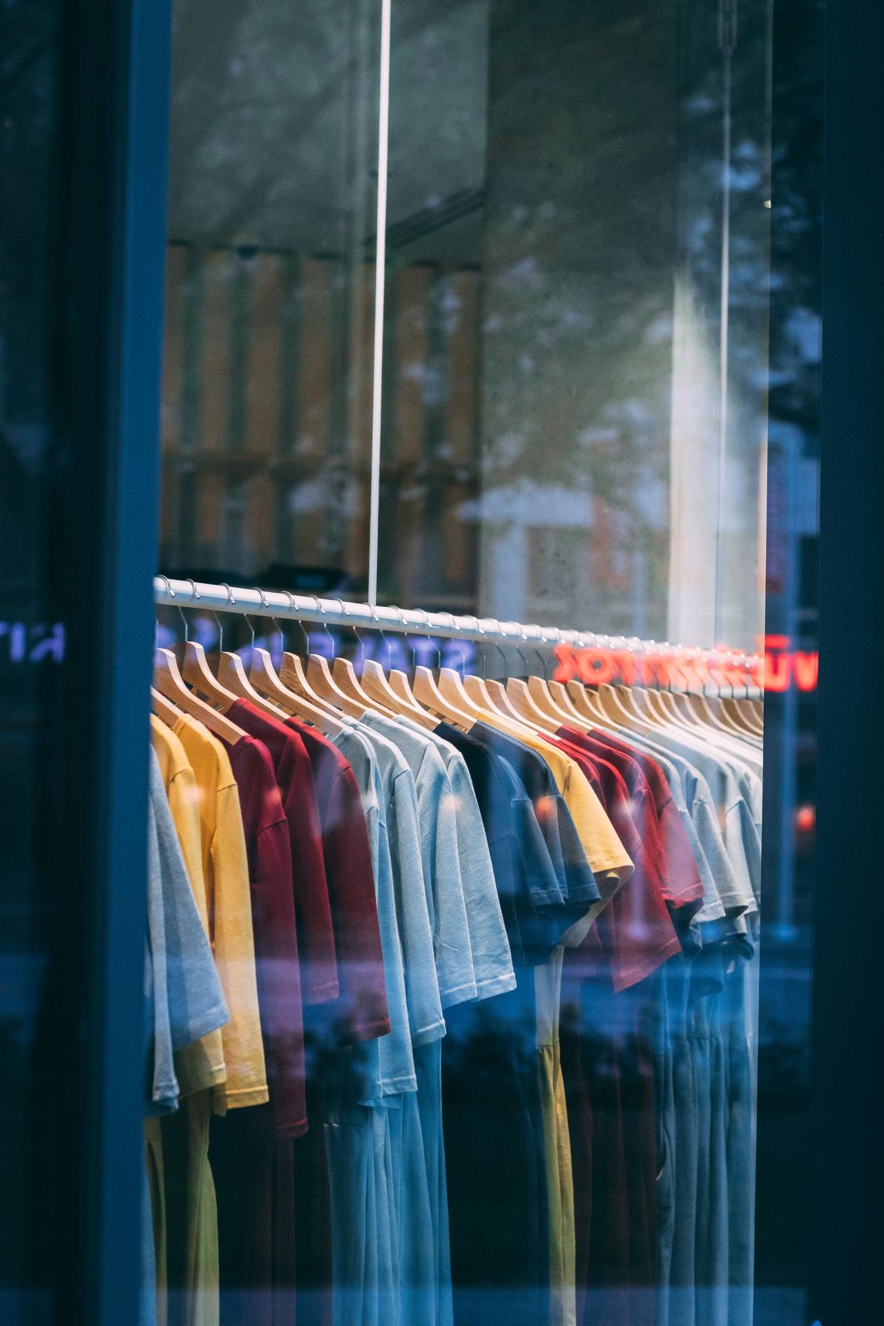 Clothing rack inside a retail store