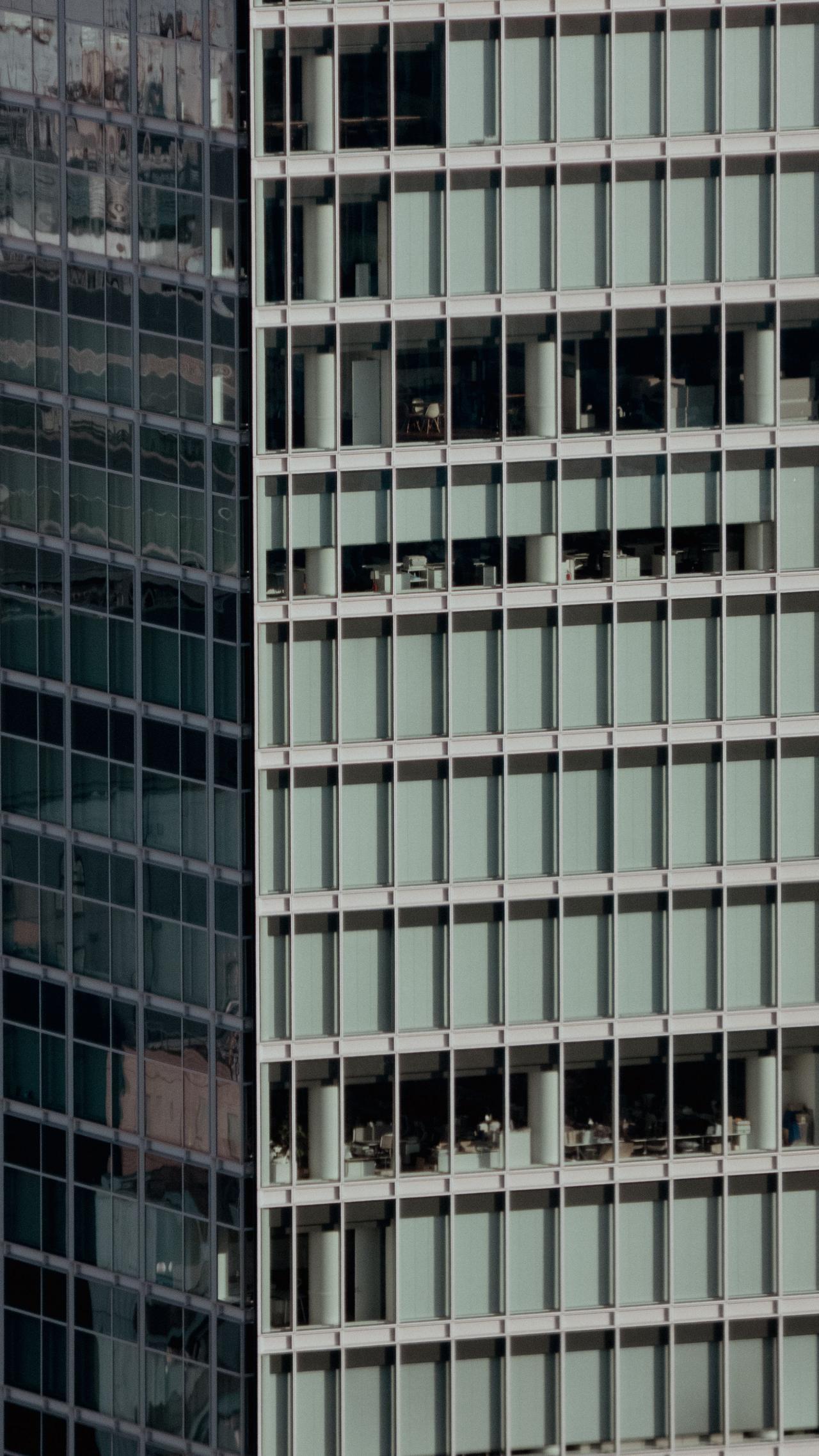 Office building facade in a downtown business district