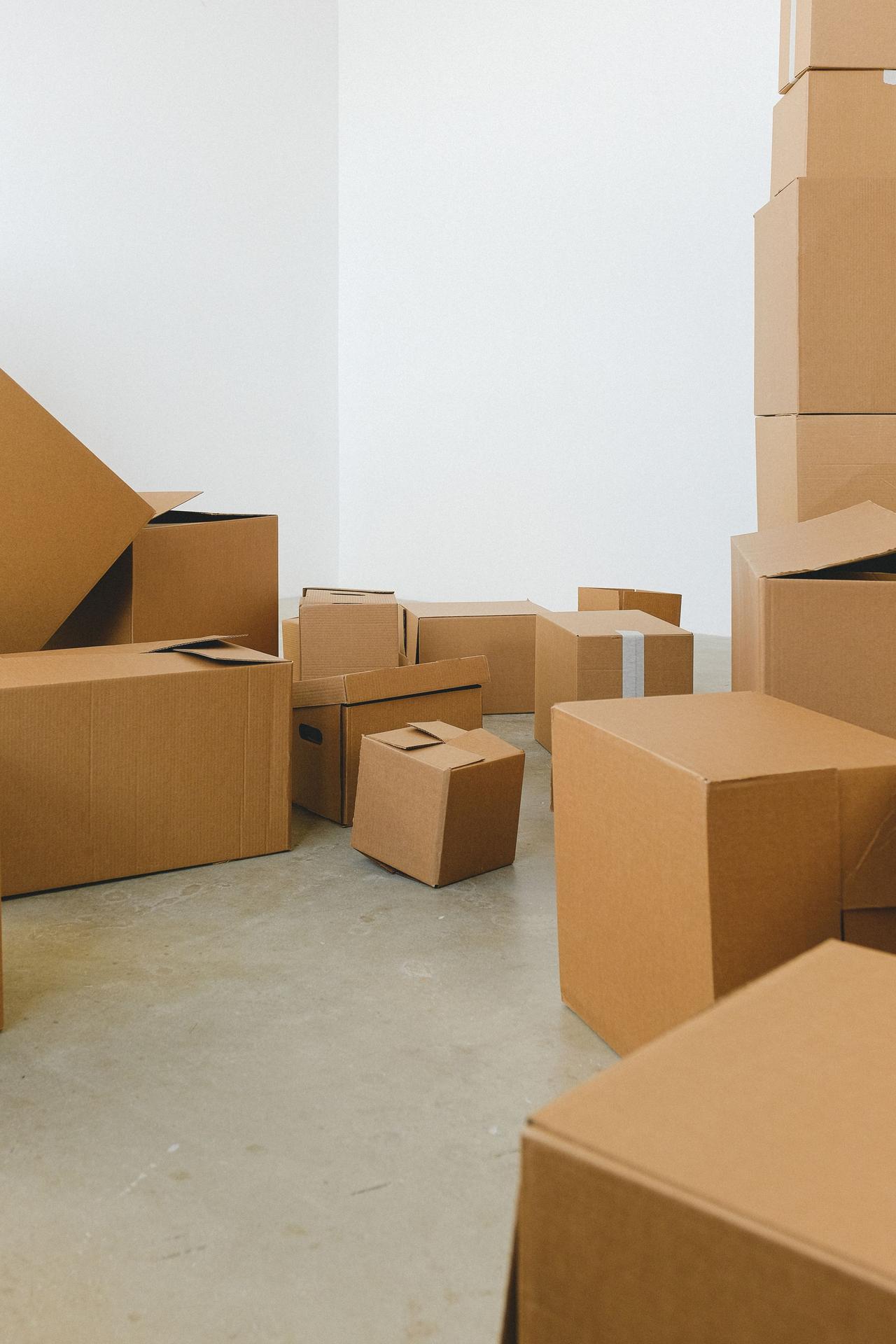Moving boxes in an empty room