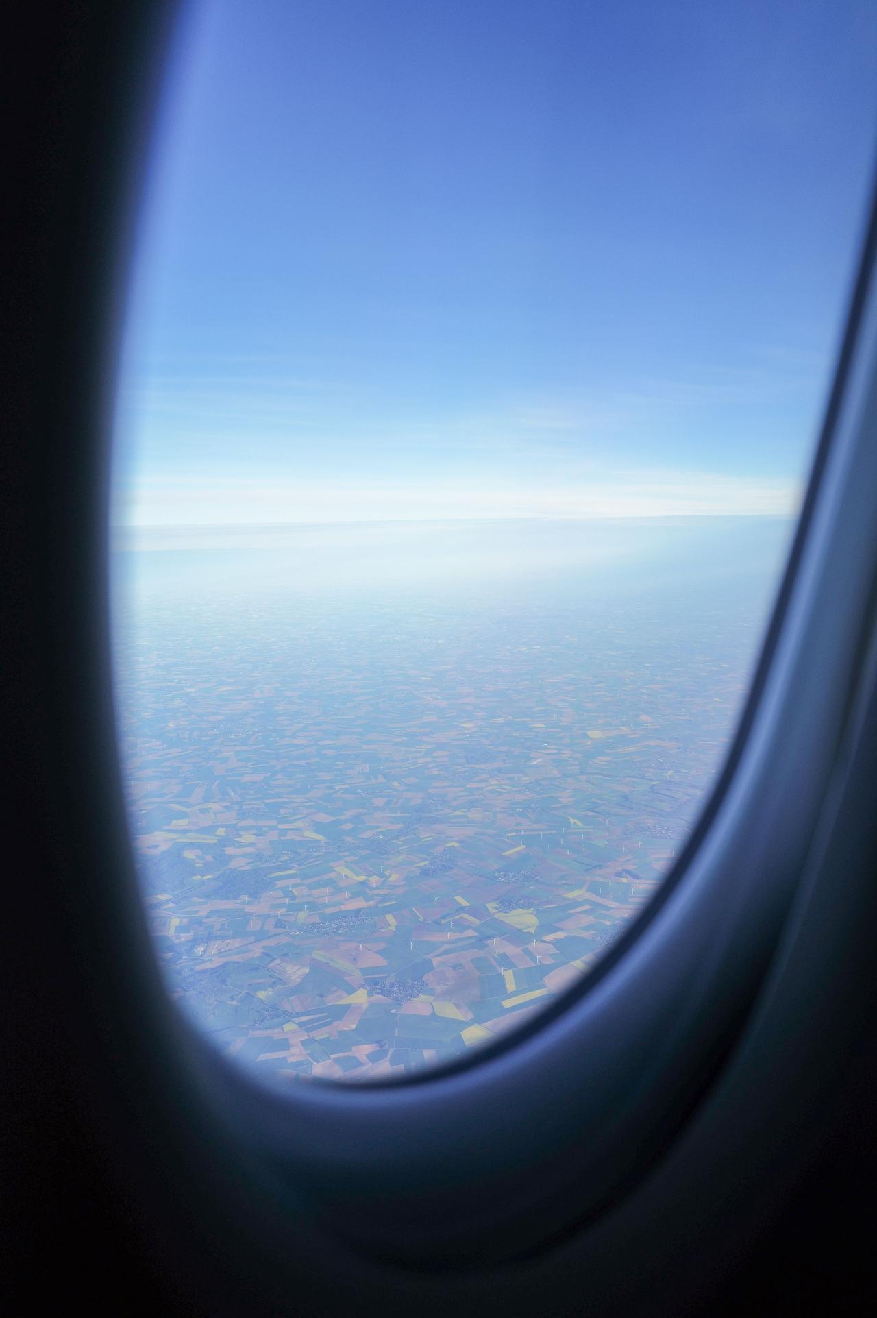 View of clouds from an airplane window