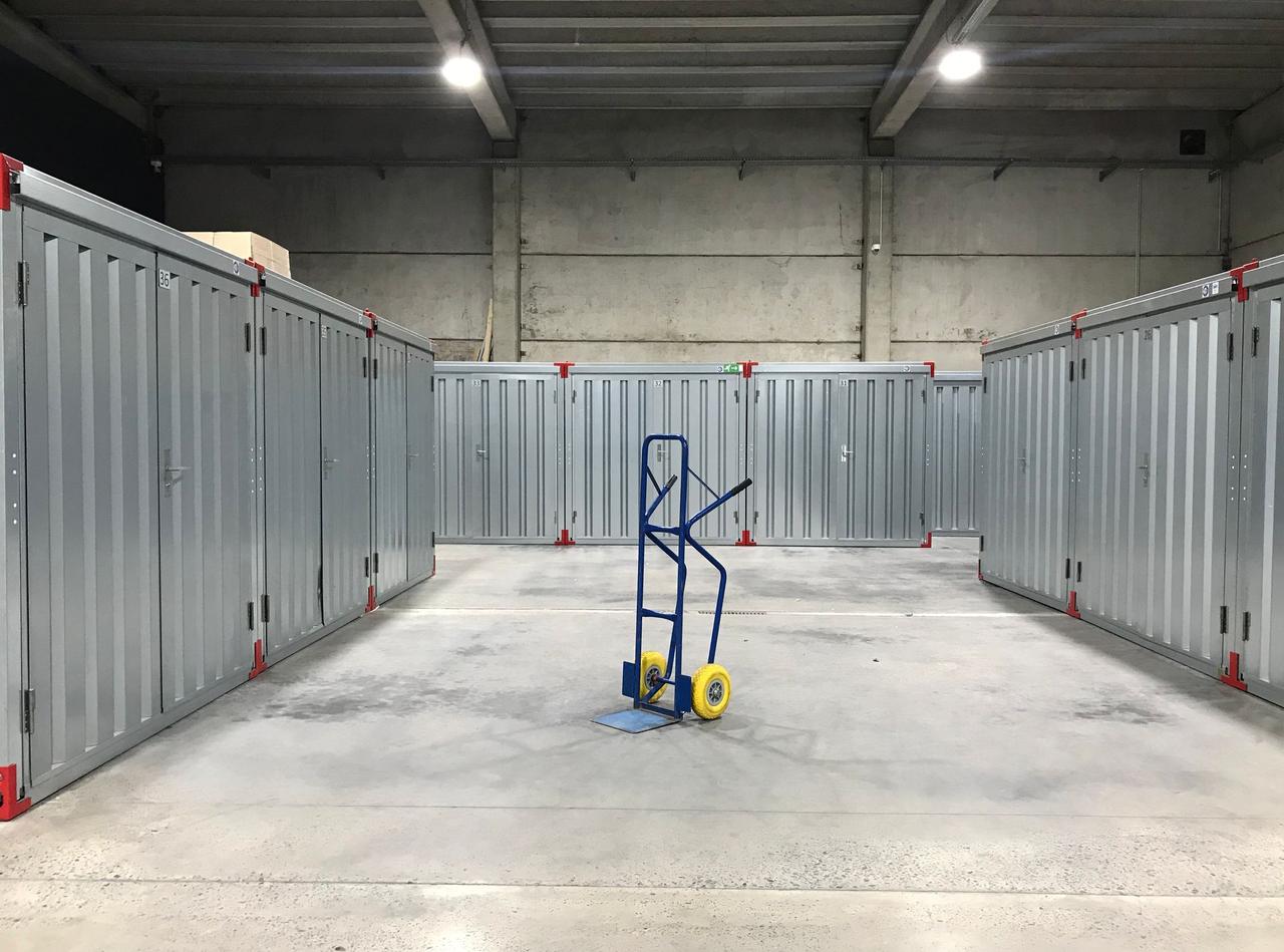 Hallway of self storage units