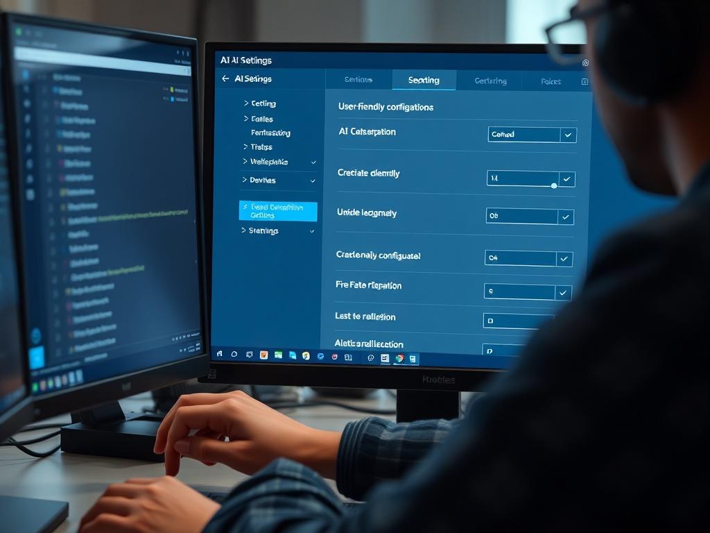 A close up shot showing a team member customizing AI